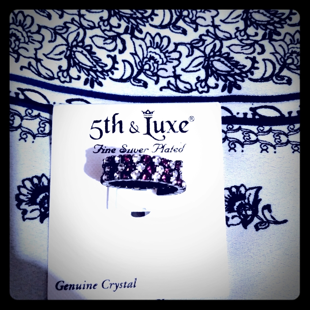 Genuine Crystal in sterling silver plated ring